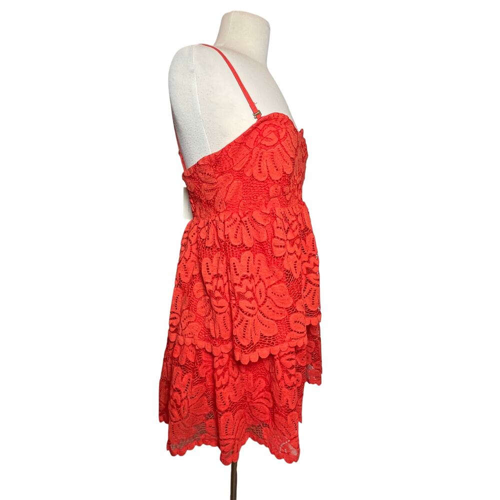NWT ANTHROPOLOGIE MAEVE Women’s Boho Lace Tiered Mini Dress Large - Picture 6 of 8